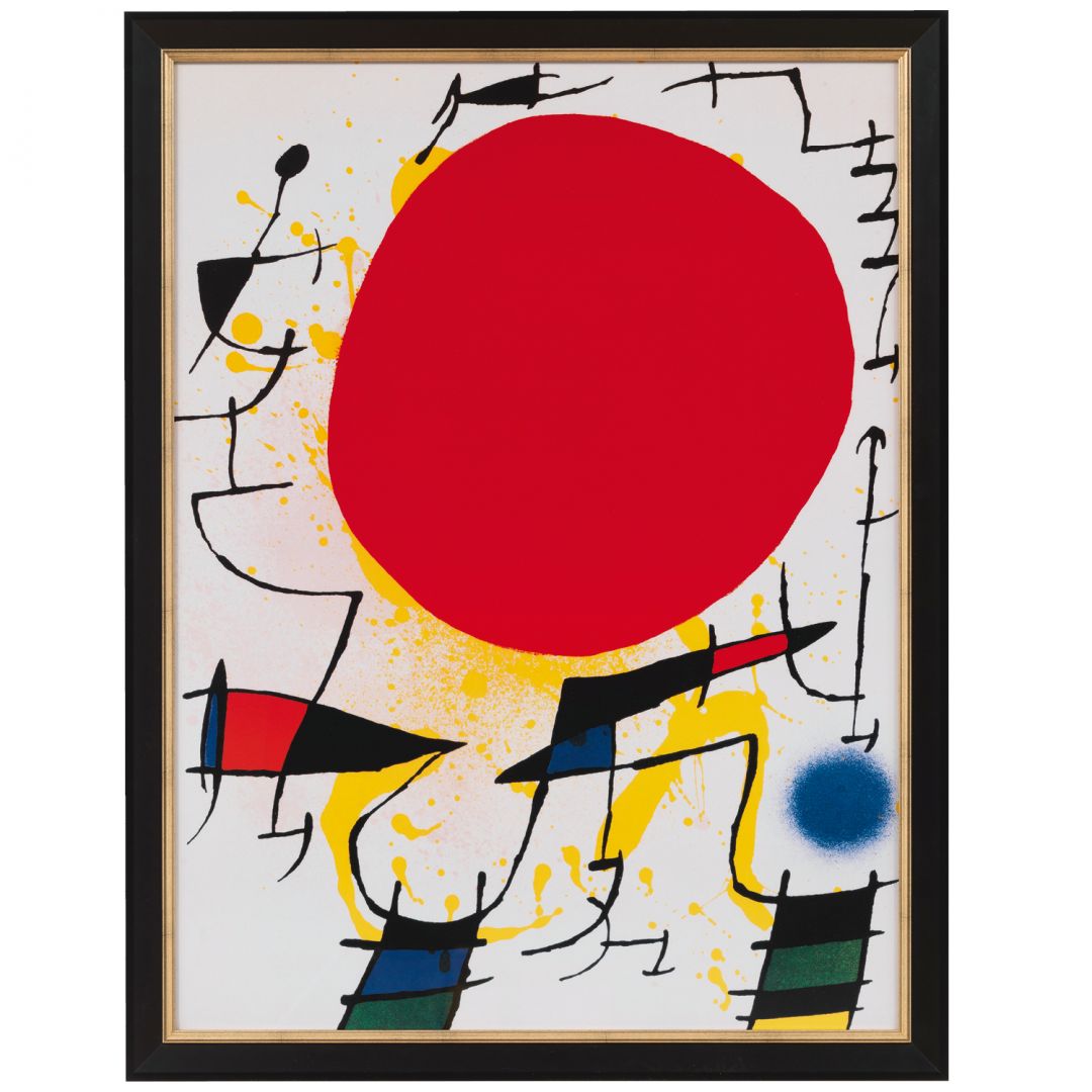 Joan Miró: Bild Le Soleil Rouge (Rote Sonne), gerahmt  1